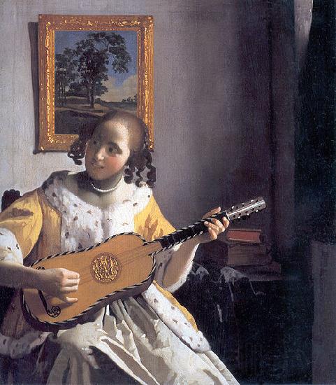 Johannes Vermeer Youg woman playing a guitar France oil painting art